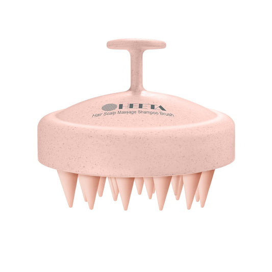 HEETA Scalp Massager Hair Growth, Silicone Scalp Scrubber Shampoo Brush for Exfoliation, Dandruff Removal & Head Massage Stress Relax, Wet & Dry Use for Thick, Thin Hair Care, Wheat Straw Light Pink