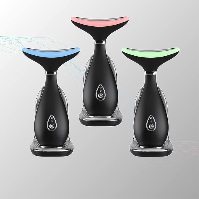 Lily Neck Face Massager, Skin Rejuvenation Beauty Massager, 3-in-1 at-Home Facial Spa Tool, Lifting, Toning and Tightening for a Radiant Appearance (Space Black)