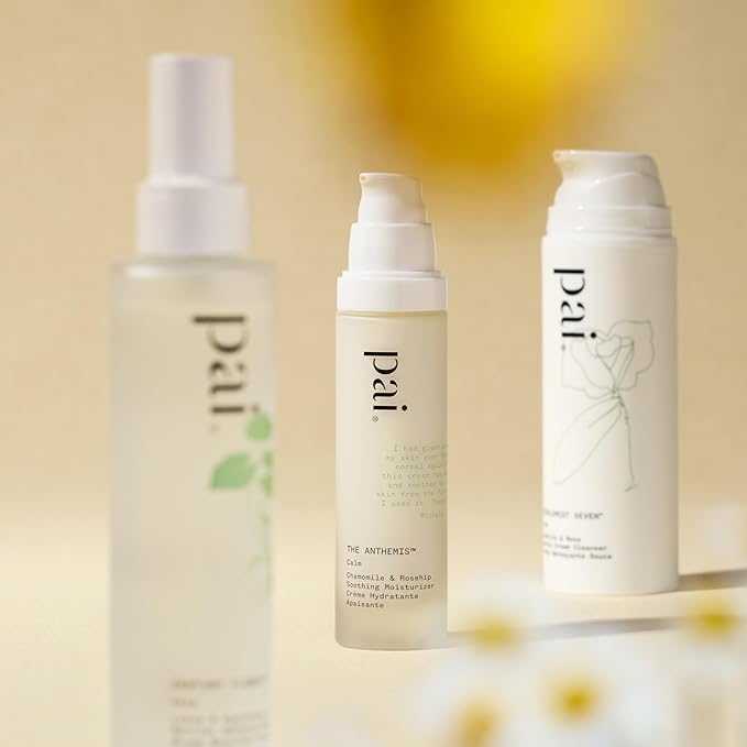 Pai Skincare - Partners in Calm Kit | Middlemist Seven Cream Cleanser (50 ml) + Twin Flyer Cotton Cloth + The Anthemis Moisturizer (15 ml) | Natural, Vegan, Sensitive Skincare (3 Piece Set)
