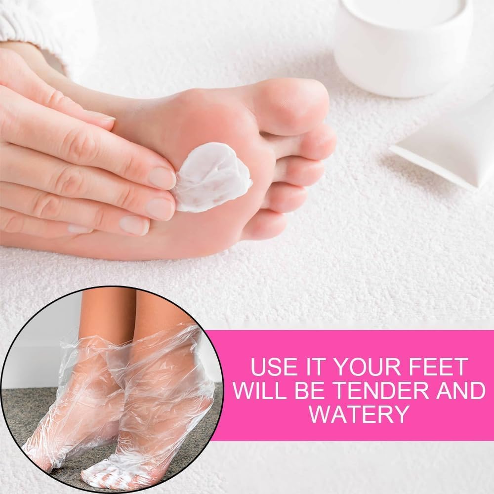 Paraffin Bath Liners for Feet 300PCS – Disposable Waterproof Foot Liners with Adhesive Stickers, Plastic Bags for Paraffin Wax Bath, Moisturizing Foot Care, Spa Pedicure, Home and Salon Use