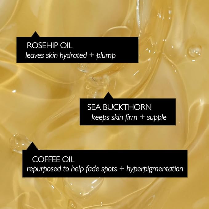 UPCIRCLE Jumbo Face Oil With Coffee Oil 60ml - Natural Hydrating Facial Oil - Vitamin C, Rosehip Oil Fades Dark Spots + Sea Buckthorn Keeps Skin Supple - Vegan + Cruelty-Free