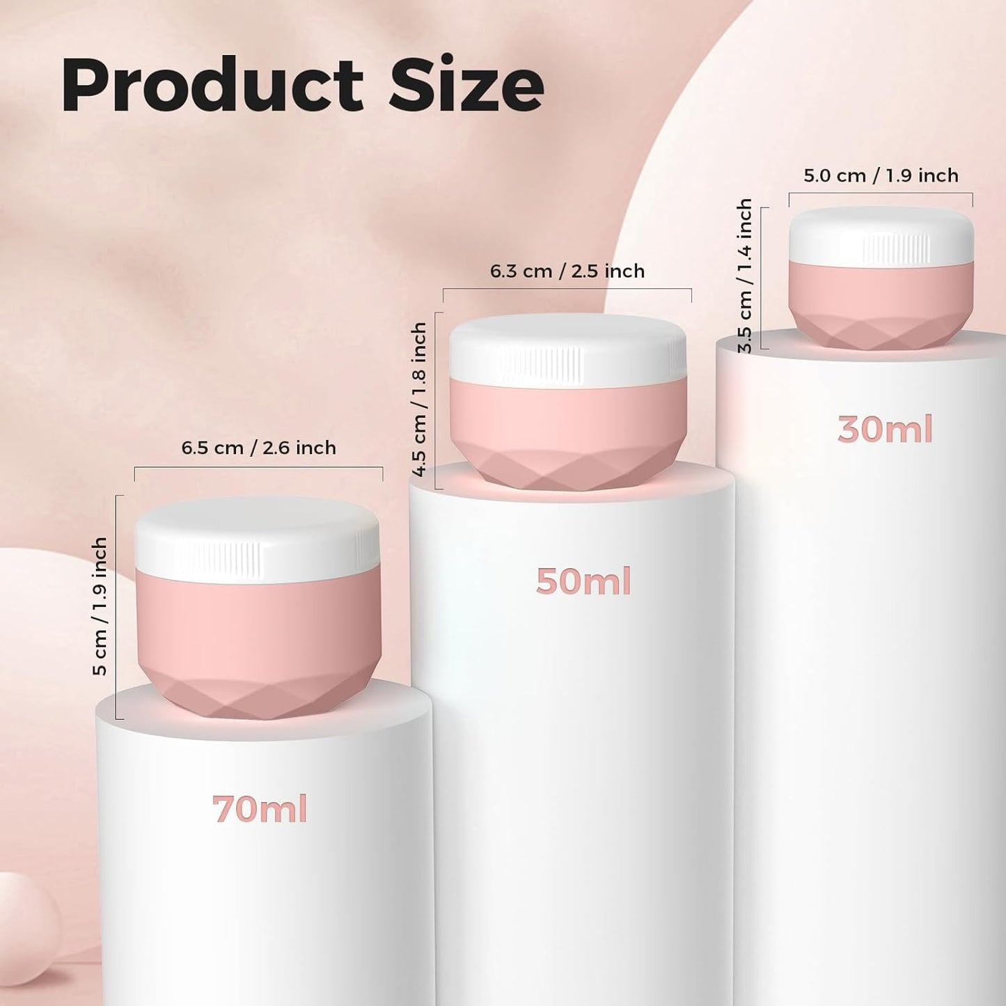 Travel Containers for Toiletries, 4-Pack TSA Approved Silicone Jars (2.5oz) - BPA Free Leakproof Cosmetic Containers for Creams, Lotion, Skincare & Makeup with Bonus Waterproof Bag