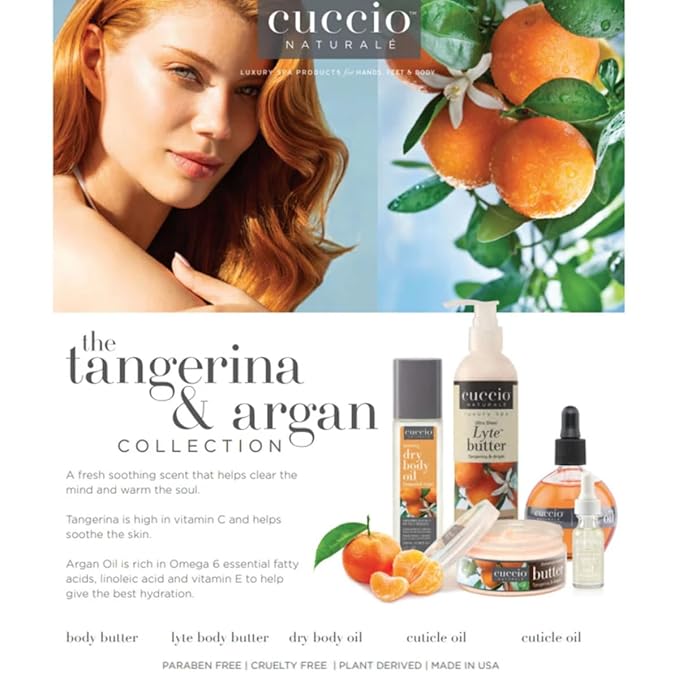 Cuccio Naturale Tangerina & Argan Cuticle Oil 2.3 oz – Revitalizing Vitamin-Enriched Nail & Cuticle Treatment, Deep Hydration with Non-Greasy Lightweight Formula