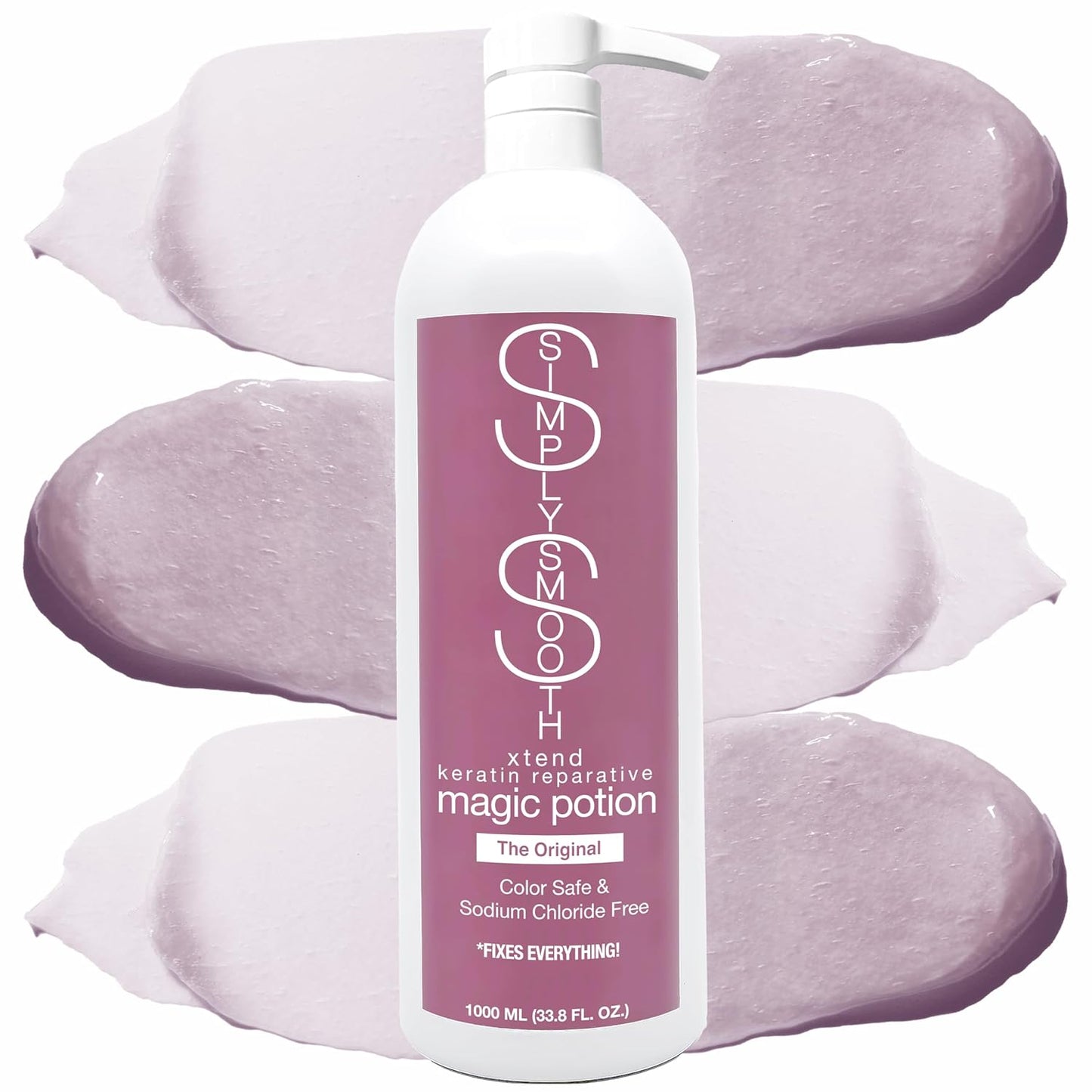 SIMPLY SMOOTH Xtend Keratin Reparative Magic Potion Original Leave In Conditioner Detangler & Heat Protection Spray Repair & Reduce Breakage Color Safe & Sodium Chloride Free 33.8 Oz