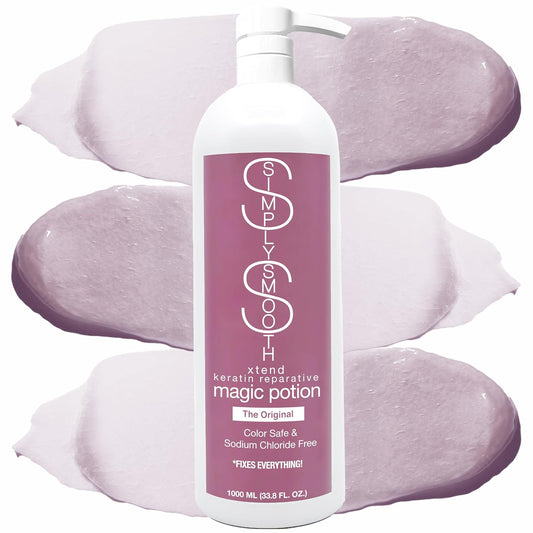 SIMPLY SMOOTH Xtend Keratin Reparative Magic Potion Original Leave In Conditioner Detangler & Heat Protection Spray Repair & Reduce Breakage Color Safe & Sodium Chloride Free 33.8 Oz