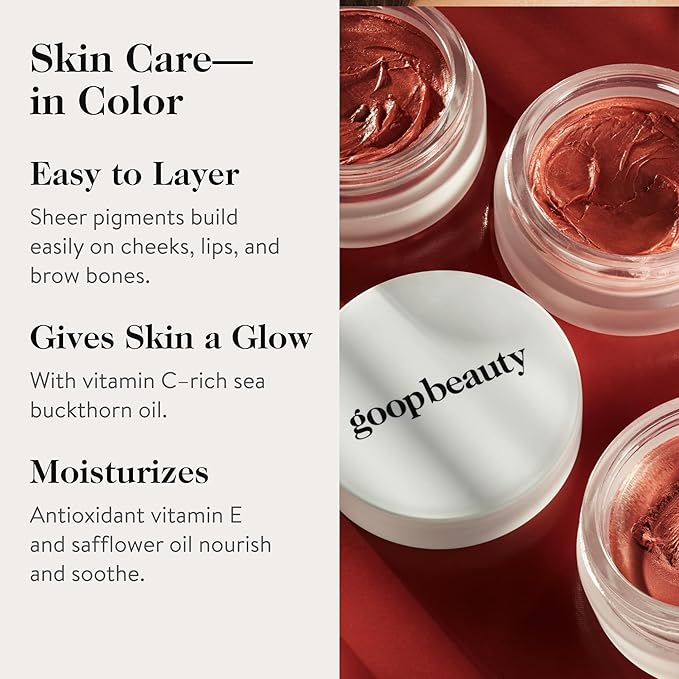goop Beauty Vitamin C Eye Cream and Cream Blush Bundle | 0.5 oz Brightening Eye Cream for Dark Circles & Puffy Eyes | 0.5 oz Soft Fuchsia Cream Blush for a Sheer Pop of Color on Lips & Cheeks