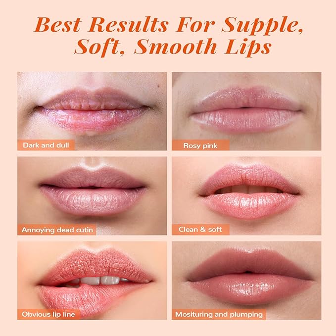 ANAI RUI Lip Mask & Lip Scrub Set, Lip Care Kit, Gift For Mother Girls, Overnight Lip Treatment with Lip Sleeping Mask & Sugar Lip Exfoliator Scrub, Lip Moisturizer for Dry, Chapped, Dark Lips, Peach