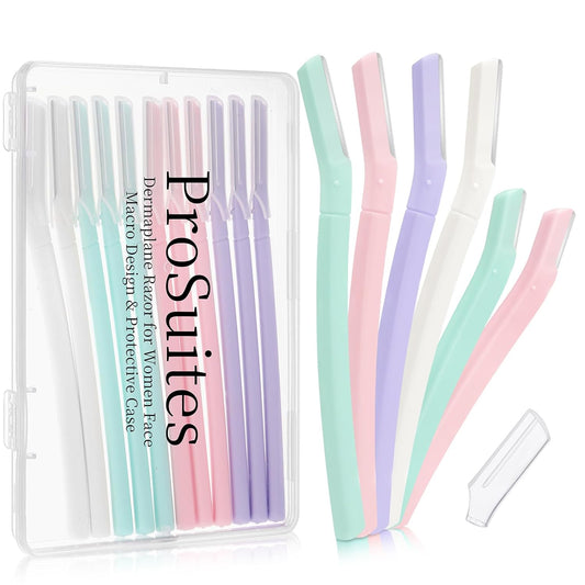 16 Count Dermaplane Razor for Women Face, Professional Facial & Eyebrow Hair Remover, Gentle Skin Exfoliation with Precision Blades， Macaroon color