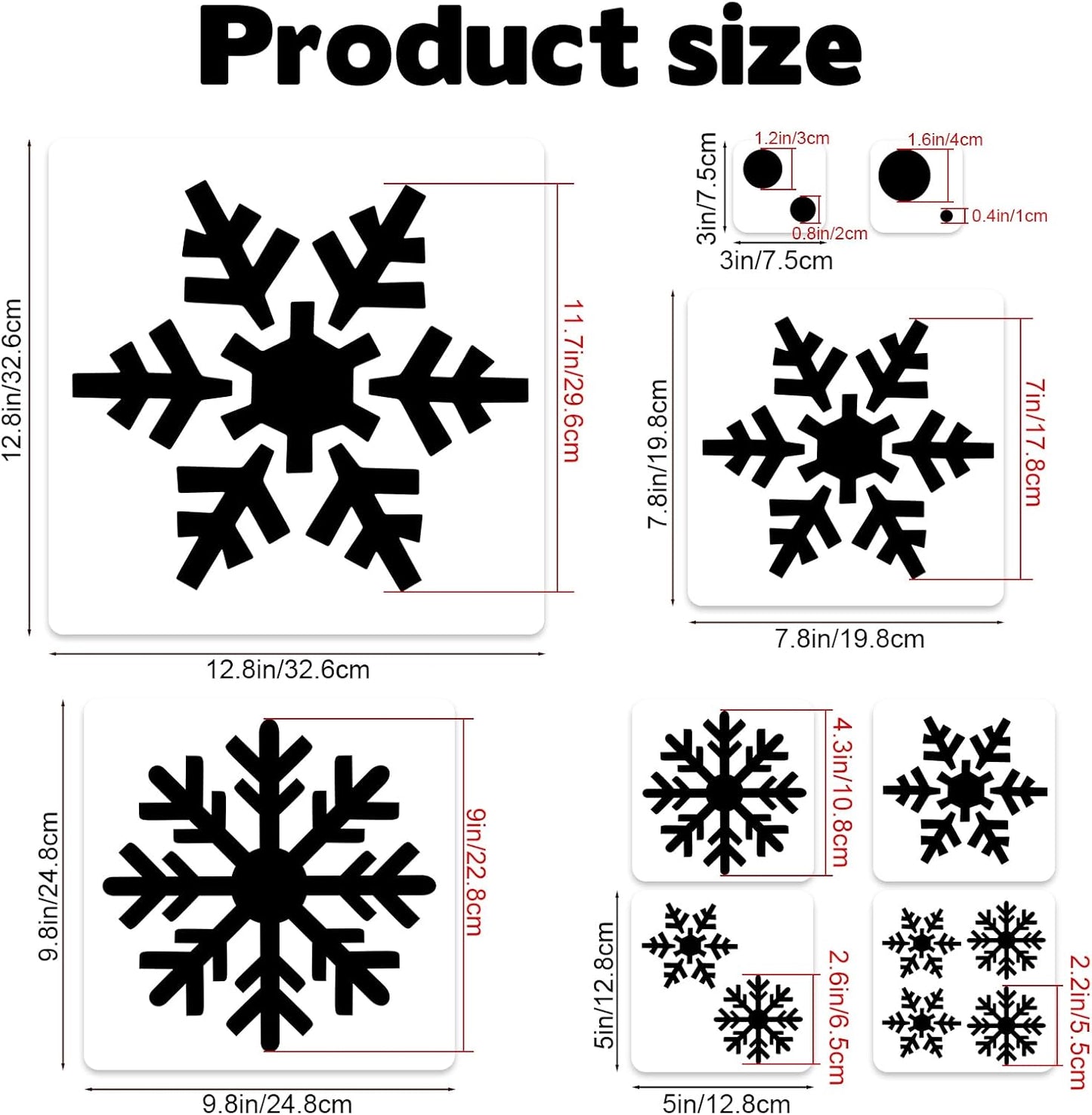 9 Pcs Large Snowflake Stencils for Window, Snow Flake Templates for Glass Large Snowflake Window Decorations Xmas Stencils Winter Decor for Painting on Wood Wall Card (Style 1)