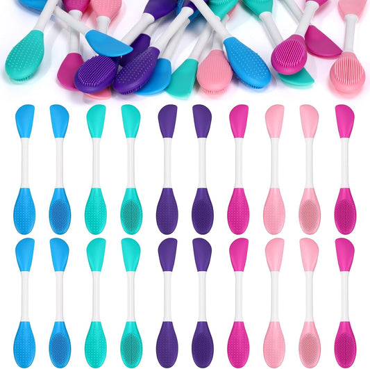 50 Pcs Facial Cleansing Brush, 2 in 1 Silicone Face Mask Brush Applicator & Face Scrubber for Exfoliating Massaging Remove Blackhead Makeup Skincare Applicator, Mud Clay Body Lotion DIY Mask