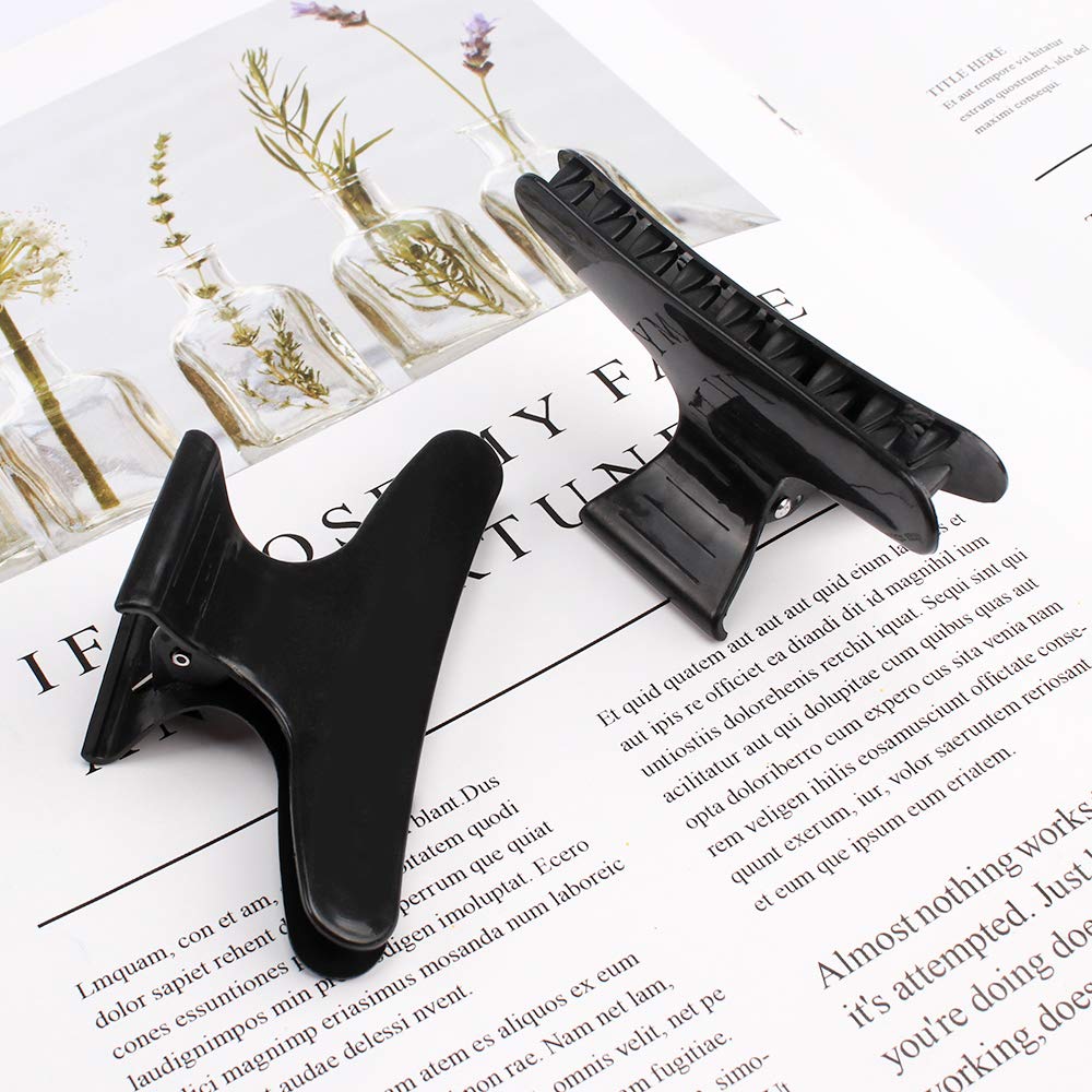 Ondder Hair Clips for Styling Sectioning Black Butterfly Hair Clips Clamps Claws Pro Salon Hair Clips for Cutting, Styling, Sectioning, Coloring Hair styling Clips Butterfly Clips Hair Accessories for