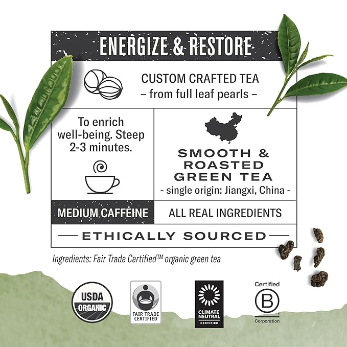 Numi Organic Tea Gunpowder Green, 18 Tea Bags (Pack of 3), Full-Bodied Gently Rolled Chinese Green Tea (Packaging May Vary)
