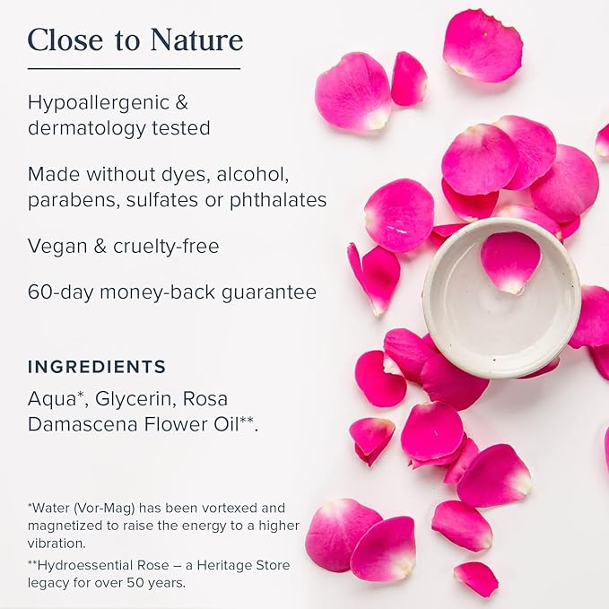 Heritage Store Rosewater & Glycerin 2-pack, Hydrating Facial Mist for Dry Combination Skin Care, Rose Water Spray for Face with Vegetable Glycerine, Made Without Dyes or Alcohol, Vegan, 8oz each