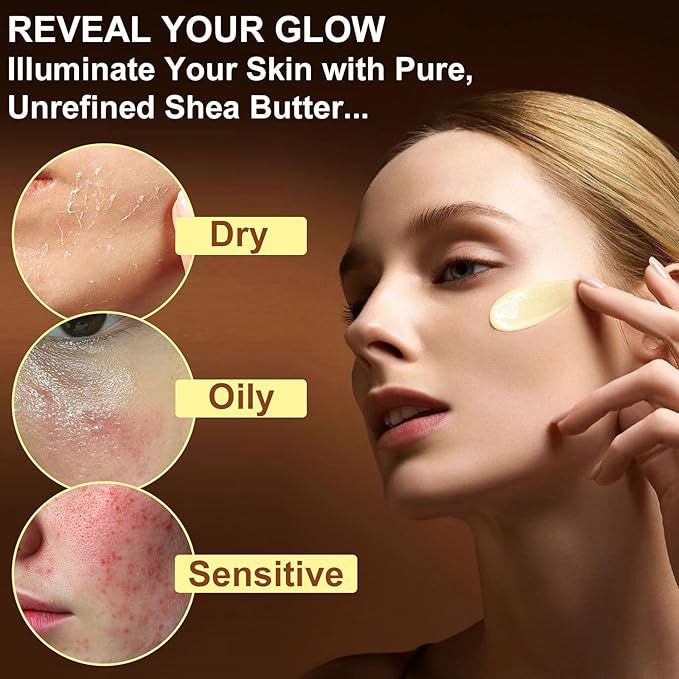 100% Pure & Nature Organic Shea Butter - 4.2 oz Moisturiser Deep Hydration Nourishment Nourishing Vitamins Non-greasy Raw Organic Shea Butter For All Skin Types Body & Hair Type