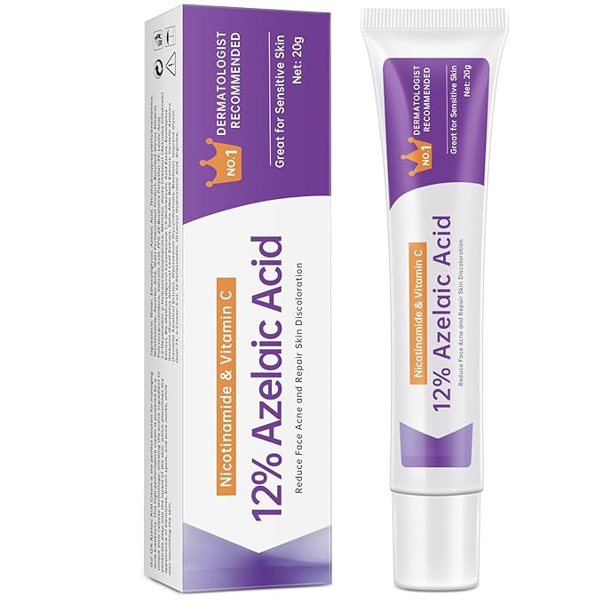 Azelaic Acid 12% Serum for Acne, Azelaic Acid Cream for Acne, blemishes and Pimples, Nicotinamide Serum Balances Excess Sebum for Smooth Skin, 0.7 OZ
