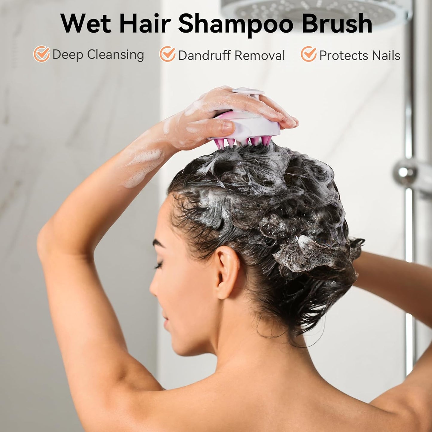 HEETA Scalp Massager Hair Growth, Soft Silicone Scalp Scrubber Shampoo Brush for Exfoliation, Dandruff Removal Head Massage Stress Relax, Wet & Dry Use for Thick Thin Curly Hair Care, Gradient Purple