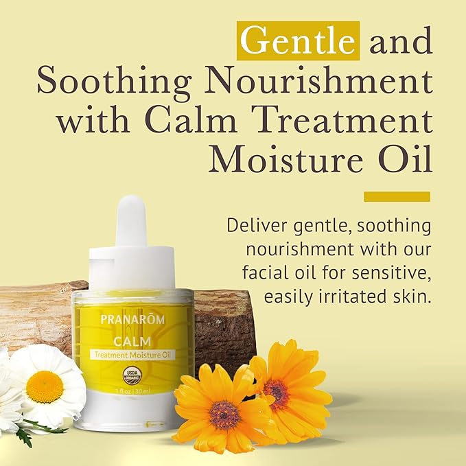 Pranarom - Calm Treatment Moisture Oil (1oz / 30ml) - 100% Pure & Natural Essential Oil Moisturizing Oil for Sensitive Skin Treatment & Nourishment