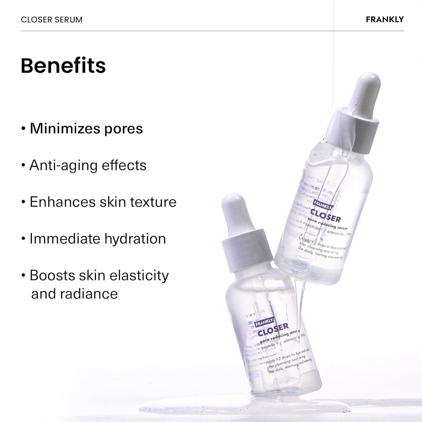 FRANKLY Pore Perfecting Set : Closer Serum, Toner Pads & Cleansing Oil | Deep Cleansing, Hydration, Pore Refining | For Sensitive, Oily & Acne-Prone Skin | Vegan | glass skin korean skincare set