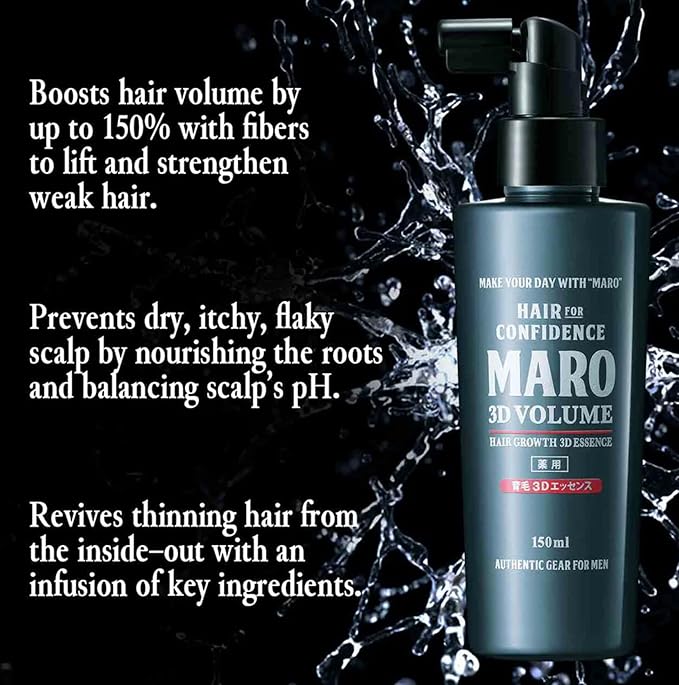 3D Volume Hair Growth 3D Essence Weightless Leave-In Conditioning Spray - Volume Spray for Thick & Strong Hair - Silicone Free, Scalp & Follicle Protection - Gift for Men - 5 oz/150 ml