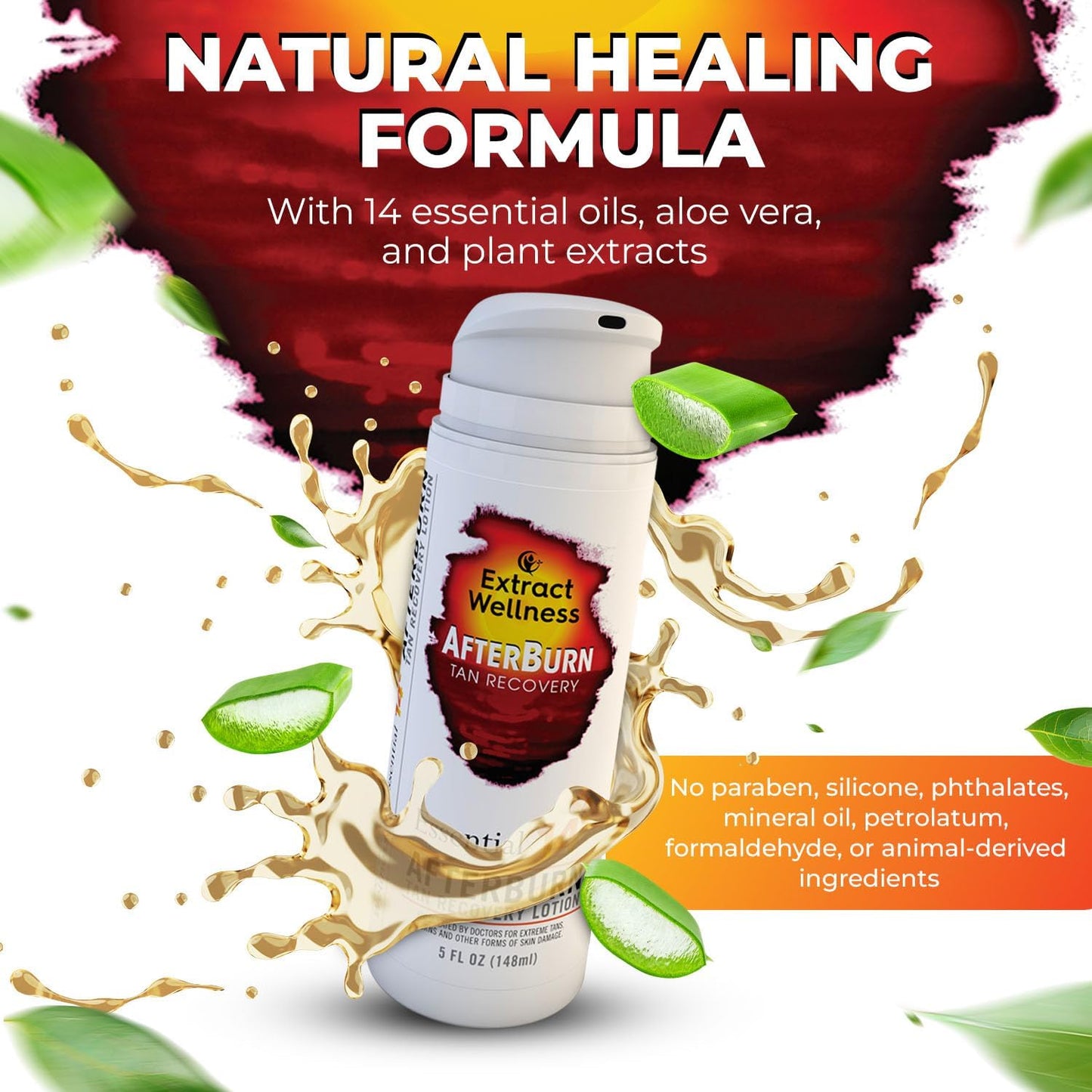All-in-One AfterBurn Tan Recovery Lotion – Doctor-Formulated Aftersun Lotion w/Natural Ingredients & 14 Essential Oils for All Ages – After Sun Care for Deep Hydration & Peeling Minimization