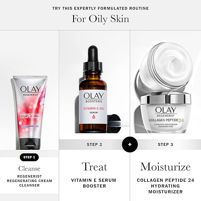 Olay Vitamin E Oil Serum, Nourishing Hydration Booster, Fragrance-Free, 1.0 Oz