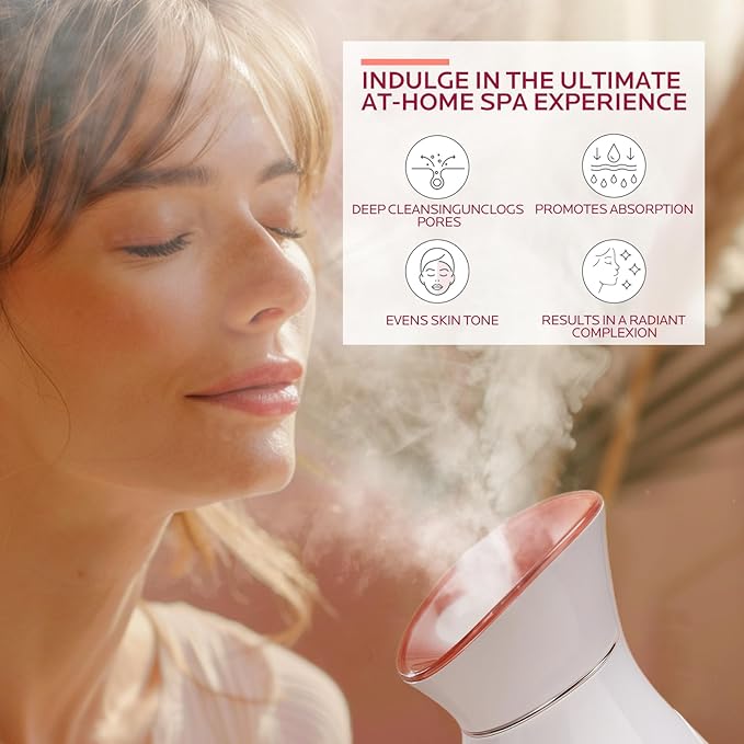 Colorfarm Facial Steamer Skin Care Kit: Face Steamer Home Spa Deep Cleaning Unclogs Pores Blackheads with 4 Skin Care Tools - Relaxing Self Care Gifts for Women (Gentle Exfoliation & Cleansing Kit)