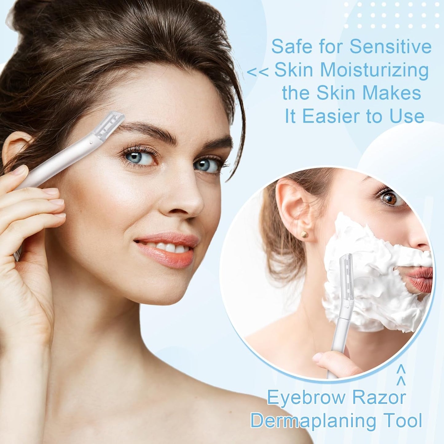 16 Count Dermaplane Razor for Women Face, Professional Facial & Eyebrow Hair Remover, Gentle Skin Exfoliation with Precision Blades，Transparent