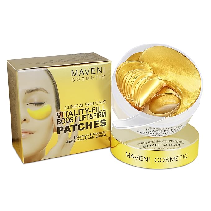 24k Gold Vitality-Fill Eye Patches (30 Pairs)|Anti-Aging Hydra-Gel Under Eye Patches, Boost Lift & Firm the Look of the Eye Area|Eye Patches for Puffiness,Bags,Dark Circles Under Eyes|Gold Pure Luxury
