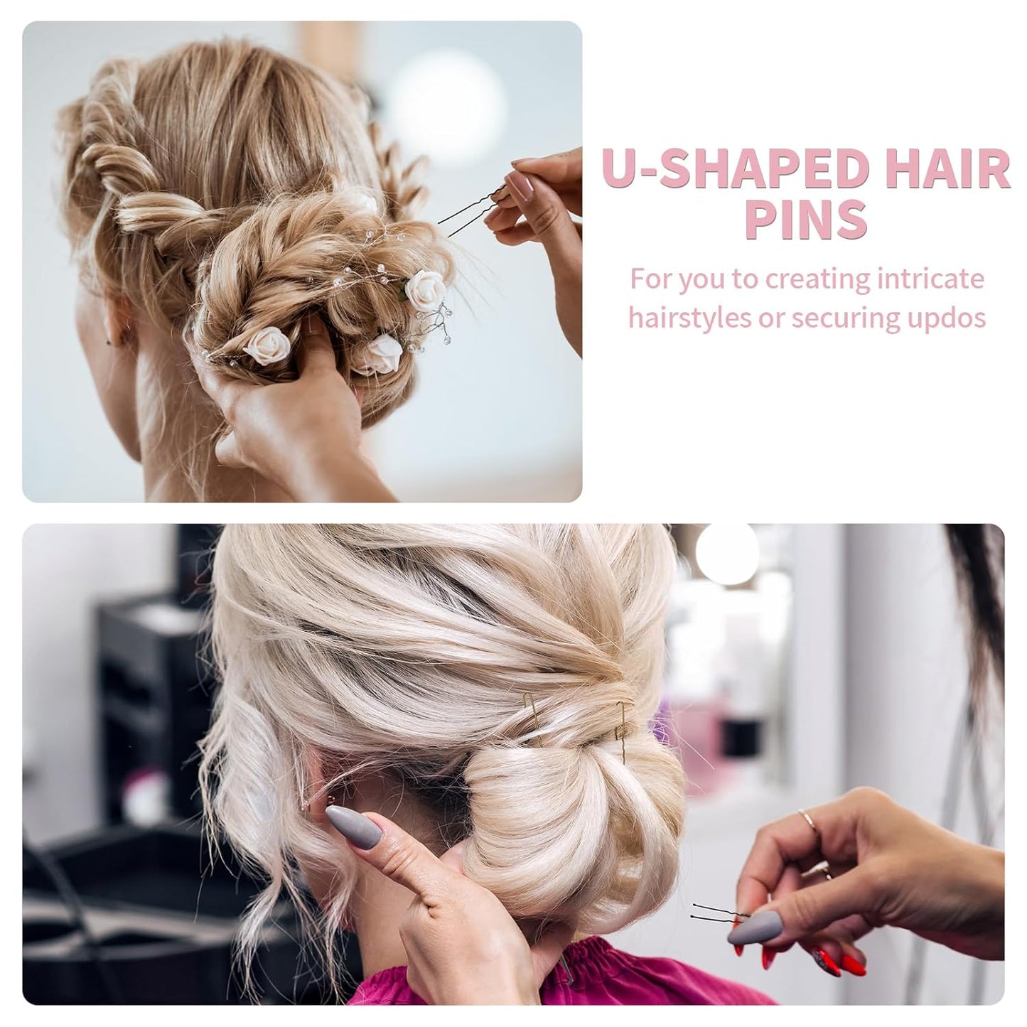 U Shaped Hair Pins -2.4 Inch 250 Count, Hair Pins for Women, Girls, Hairpins for Updos and Bun Hair, Hair Tools for Wedding and Dancing, Includes Storage Box(Bronze)