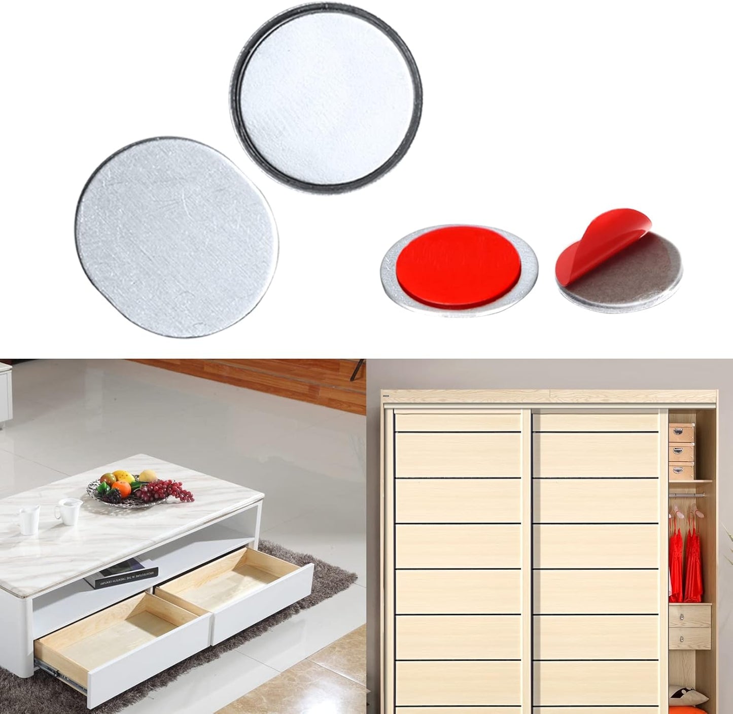 Mousike Magnetic Door Catch Ultra Thin Cabinet Magnets Stainless Steel Drawer Magnet Catch for Sliding Door Closure Kitchen Cabinet Cupboard Closet Closer (8Pack)