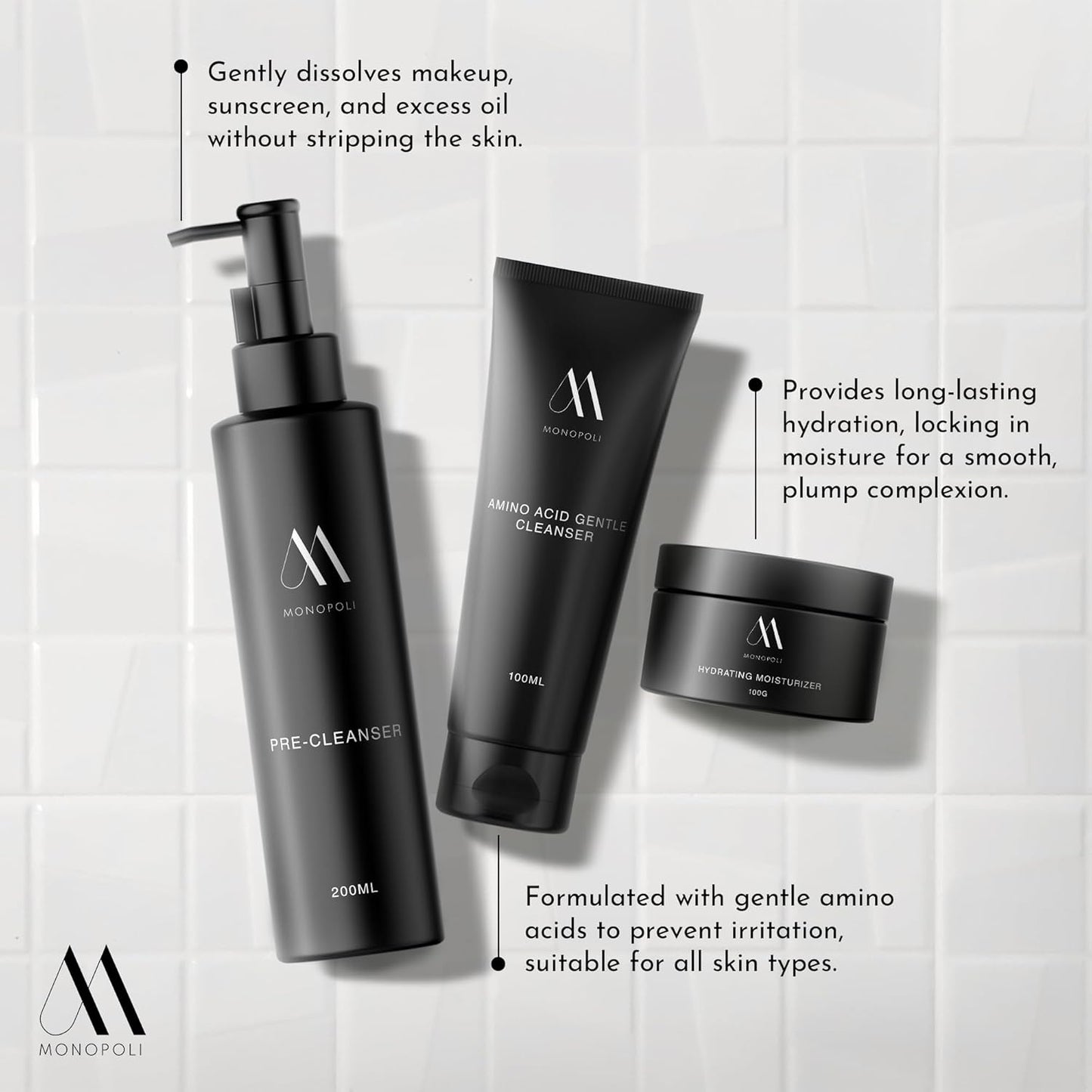 Monopoli Skin Care Set | Complete Routine: 9-Piece Face Care Set for Women & Teens for Anti-Aging, Hydration & Acne Control | Skincare Gift Set & Kits | Premium Skincare Set with Educational Resources