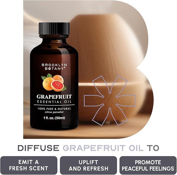 Brooklyn Botany Grapefruit Essential Oil – 100% Pure and Natural – Premium Grade Oil with Dropper - for Aromatherapy and Diffuser - 1 Fl Oz