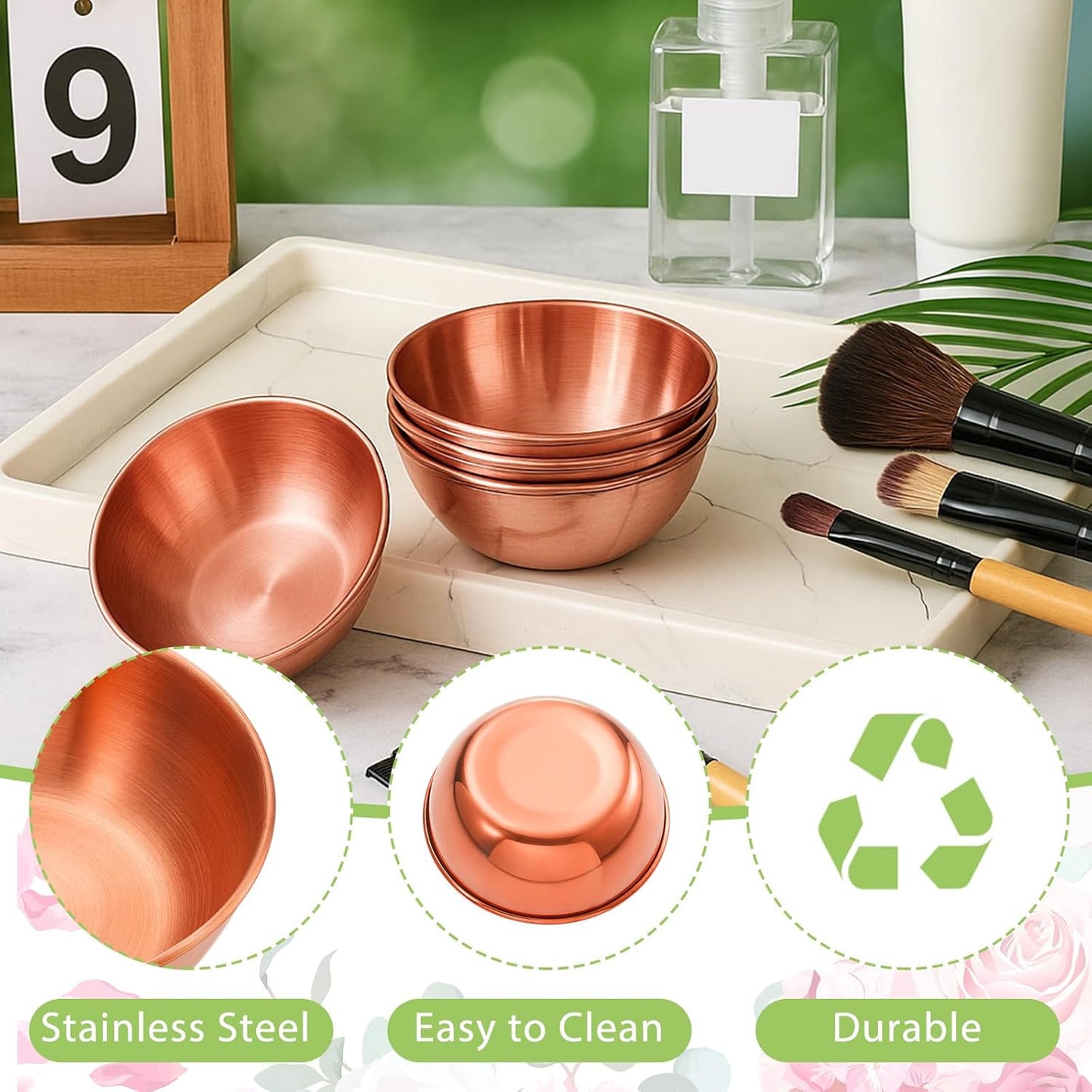 12 Pcs 3. 23 In DIY Face Mask Mixing Bowl Stainless Steel Esthetician Facial Mask Bowl Facial Small Mixing Esthetician Supplies for Lady Women Skincare Home Salon Cosmetic Beauty (Rose Gold)