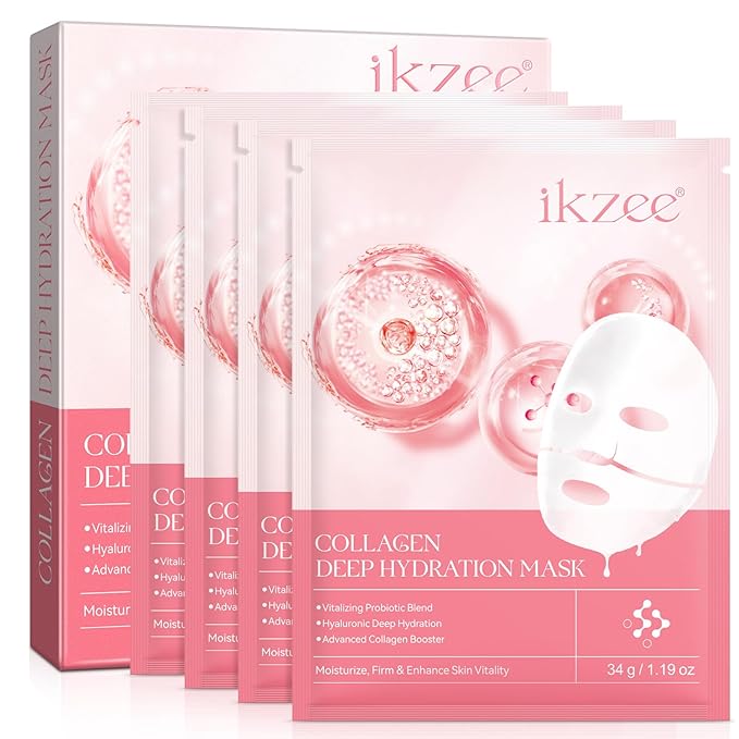 Collagen Face Mask Overnight, Collagen Real Deep Mask, Face Masks Beauty, Hydrating, Pore Minimizing, Brighten Skin Tone, Elastic Skin, 4PCS
