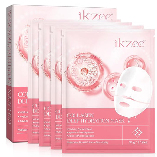Collagen Face Mask Overnight, Collagen Real Deep Mask, Face Masks Beauty, Hydrating, Pore Minimizing, Brighten Skin Tone, Elastic Skin, 4PCS