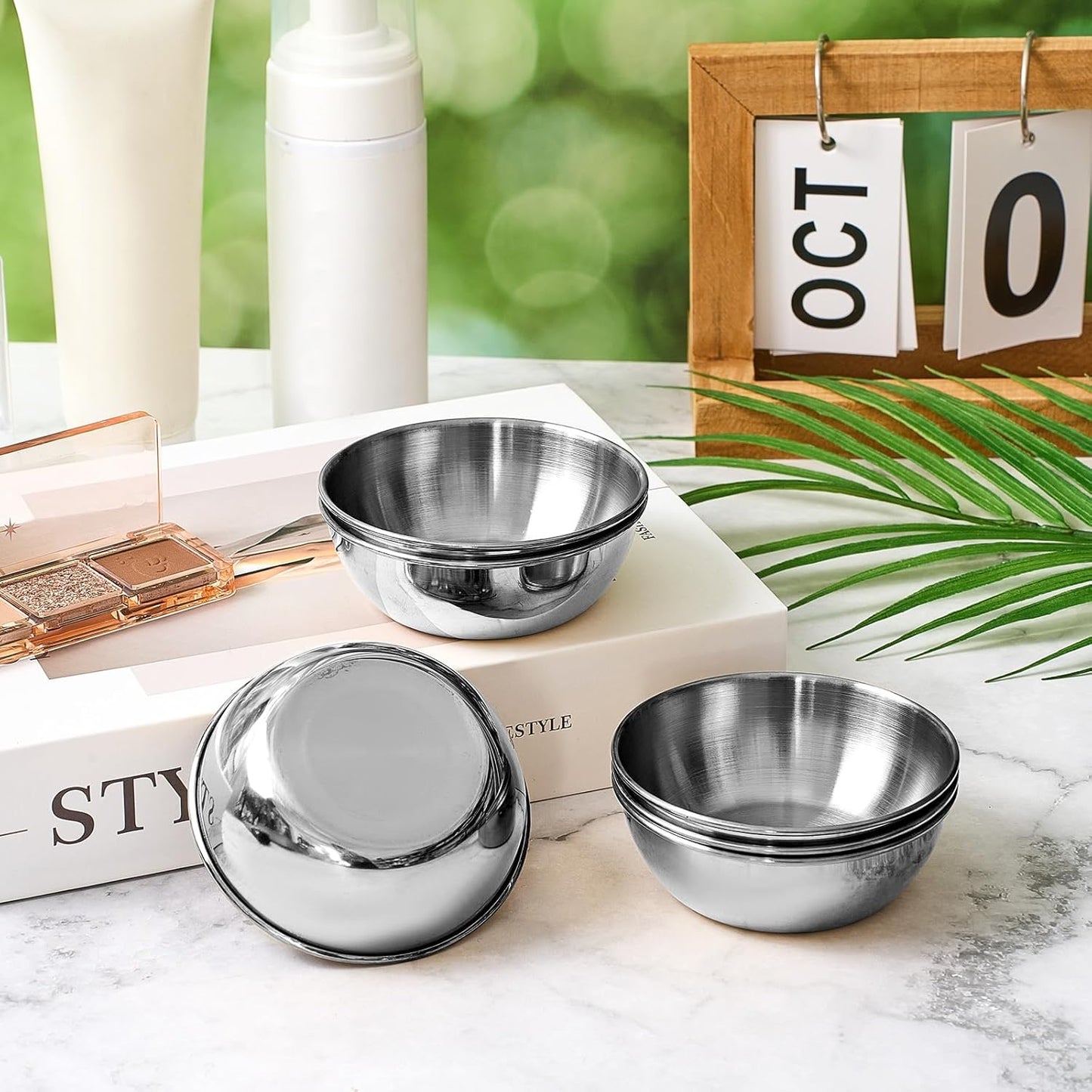 6 Pcs 3.23 In DIY Face Mask Mixing Bowl Stainless Steel Esthetician Facial Mask Bowl Facial Small Mixing Esthetician Supplies for Lady Women Skincare Home Salon Cosmetic Beauty (Silver)