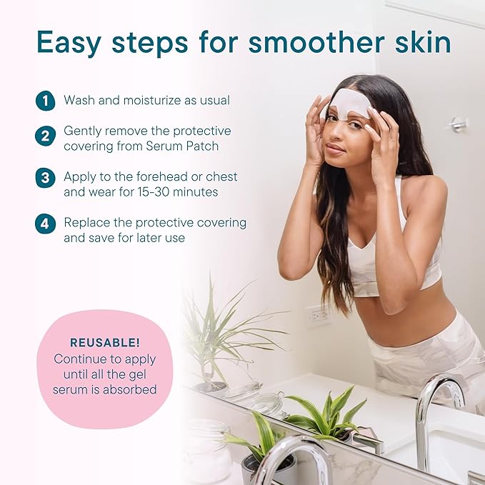 Frownies Cotton Soft Forehead Serum Patch - Serum Infused Forehead Wrinkle Patch For Fine Lines & Wrinkles - Reusable Hypoallergenic Facial Patch - Hydrating Face Mask to Plump Skin