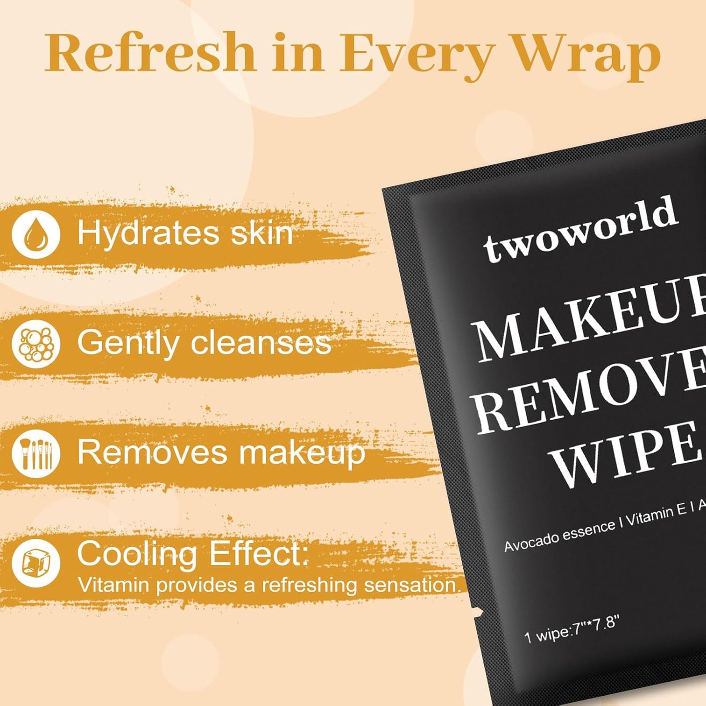 Makeup Remover Wipes Bulk Individually Wrapped,Travel Makeup Wipes Gentle for Face Cleansing Mascara Lipstick Travel Hotel（black,pack of 150)