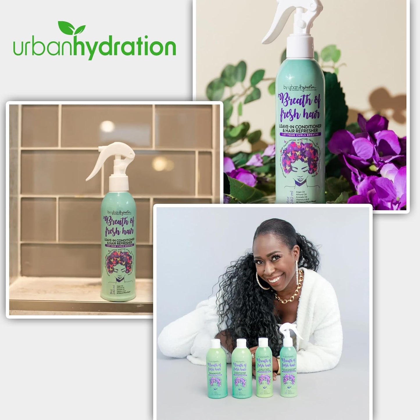 Urban Hydration Breath of Fresh Hair Leave-In Conditioner & Detangler – Moisturizing Conditioner for Damaged Hair, Frizz Control & Easy Detangling, Safe for All Hair Types & Color-Treated Hair, 8oz