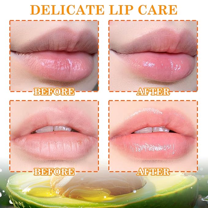 2 Pack Avocado Lip Scrub Set,Long Lasting Moisturizing Lip Scrubber Exfoliator, Cleansing Hydrating Lip Exfoliator Scrub and Moisturizer Kit for Chapped Dry Lips