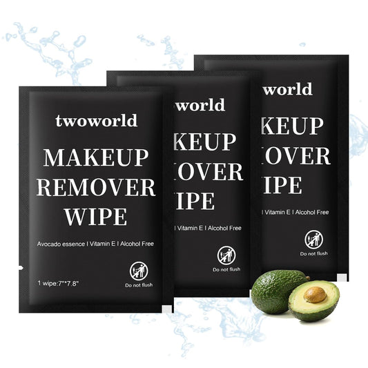 Makeup Remover Wipes Bulk Individually Wrapped,Travel Makeup Wipes Gentle for Face Cleansing Mascara Lipstick Travel Hotel（black,pack of 50)