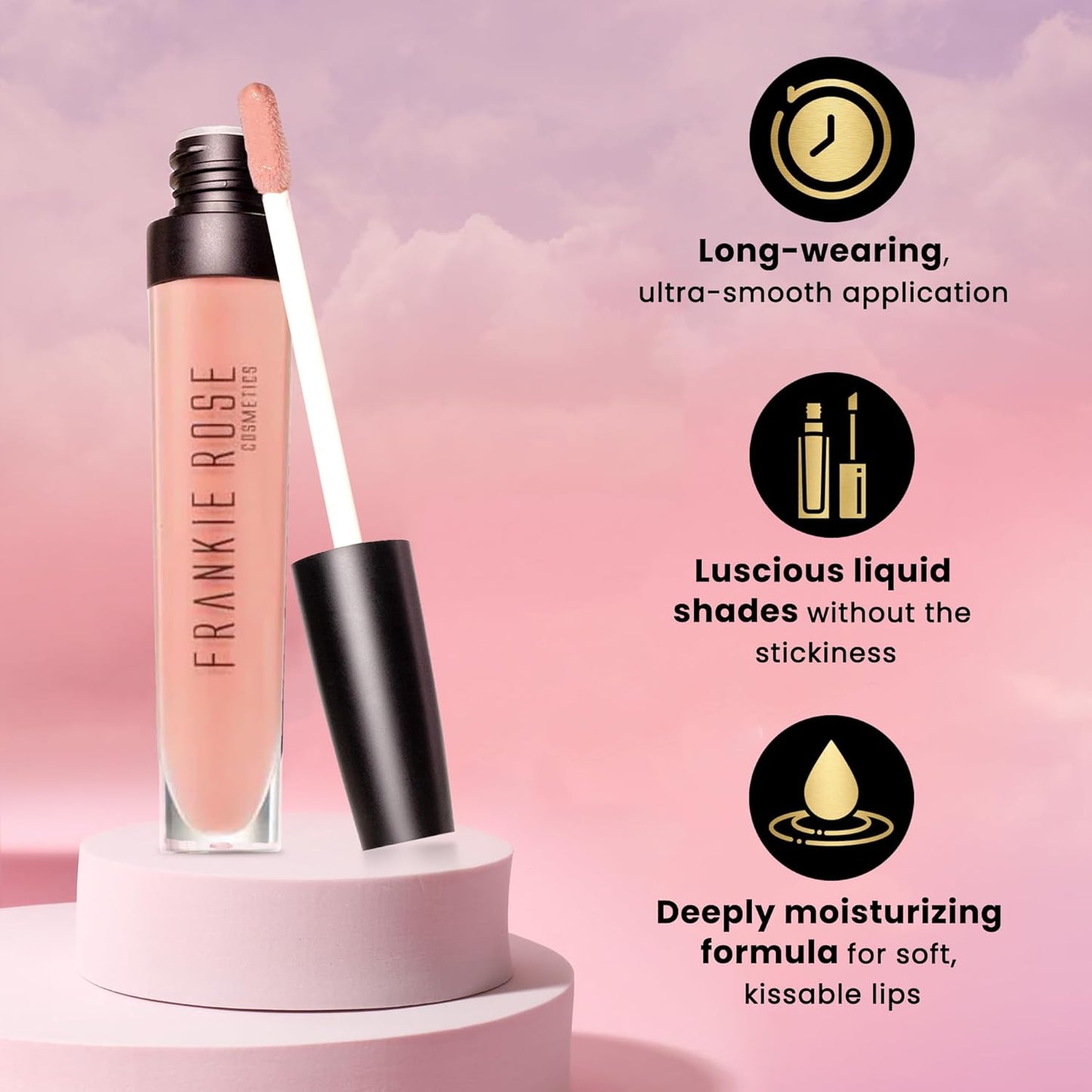 Frankie Rose Cosmetics Lip Gloss | Non-Sticky Formula, Long Lasting Gloss Shimmer, Bold Pigment & Hydrating Gloss of Lips, Pearl Sugar Glossy Lip Gloss, 20g