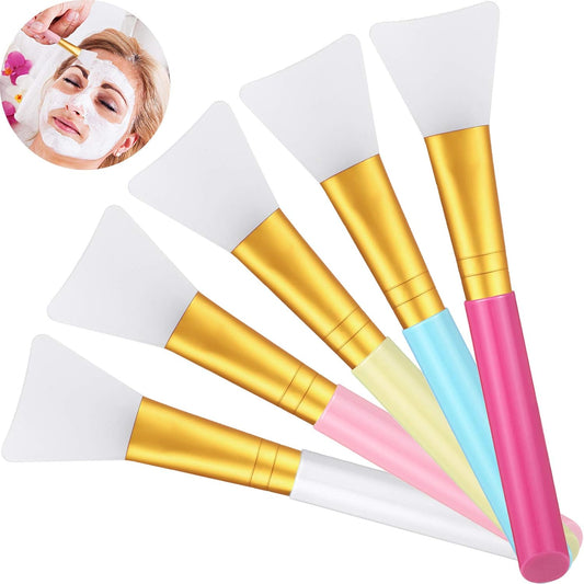30 Pieces Silicone Face Mask Brushes Soft Silicone Facial Mud Applicator Clay Tools Face Mask Beauty Tools for Sleeping Mask, Mud Mask, Hairless Body Lotion and Body Butter, 5 Colors