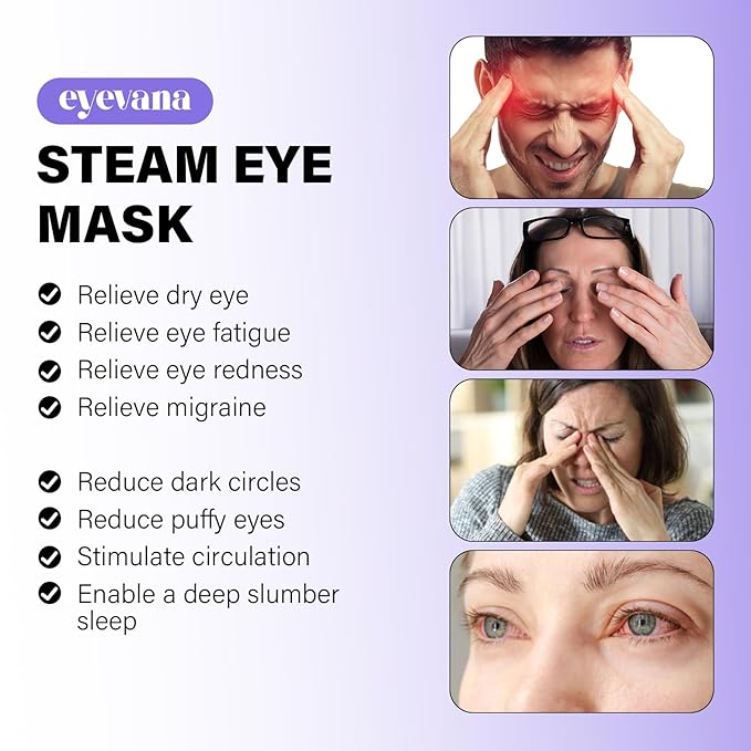 16 Packs Steam Eye Mask, Self Heating Warm Compress for Dry Eyes, Disposable Heated Eye Mask for Sleep, Spa, Travel Essentials & Relaxation Gifts for Women, Stocking Stuffers (16, Ultra-Soft Lavender)