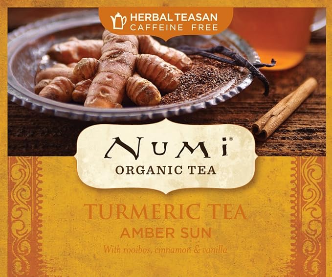 Numi Organic Amber Sun Turmeric Tea Bags, 15 Tea Bags (Pack of 6)