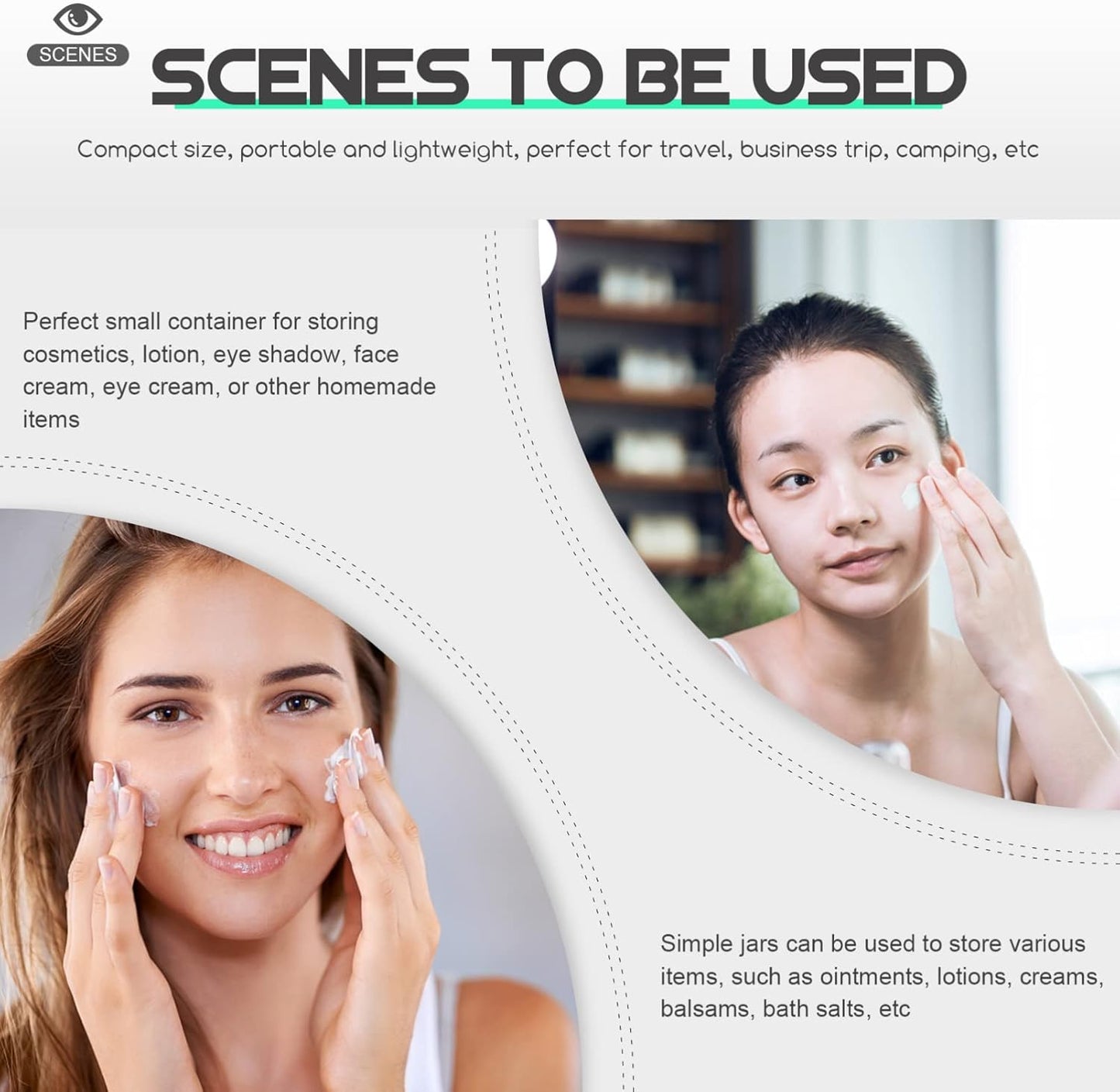 Refillable Acrylic Cream Bottle Jar for Skincare Compact Travel Cosmetic Container for Face Moisturizer and Lotion Durable Clear Storage Jar for Toiletry Bag