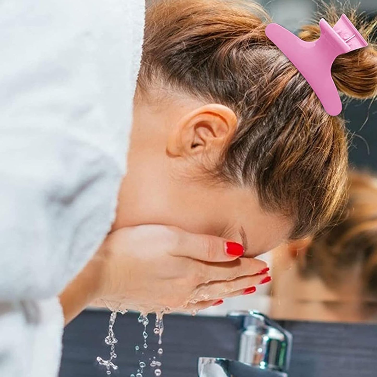 Ondder 24 Pcs Pink Butterfly Hair Clamps and Claw Clips for Styling, Sectioning, Cutting, Coloring - Pro Salon Hairdressing Tool Accessories for Women Girls