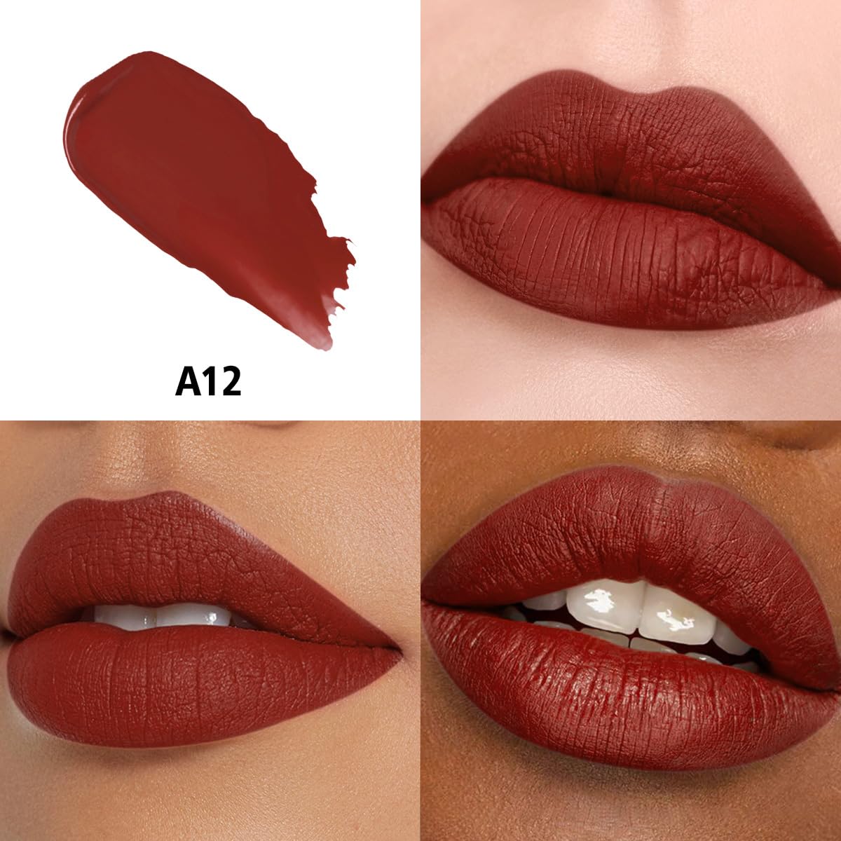 Dark Red Lipstick Long Lasting Lipsticks for Women Pigmented Smudgeproof Transferproof Vegan Cruelty Free Lip Color, A12 Forever