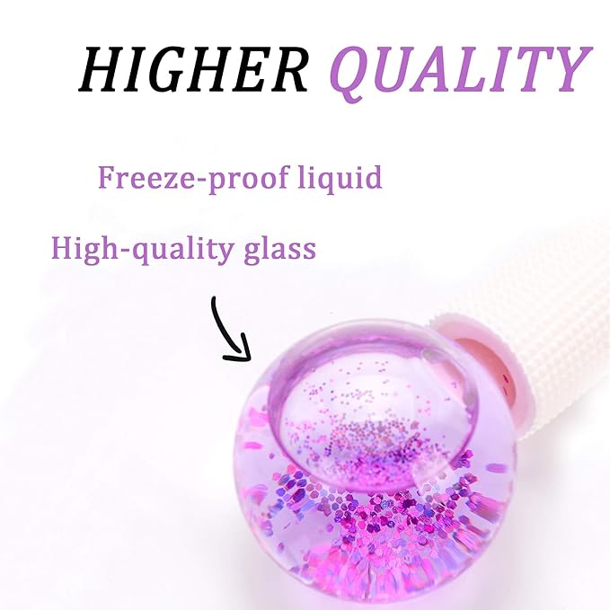 ICE BEAUTY BALLS for FACIAL, 2PCS Purple Facial Roller for Cold Facial Massage Face Roller Balls with Anti-Freeze Liquid to Reduce Puffiness, Pores, Wrinkles…