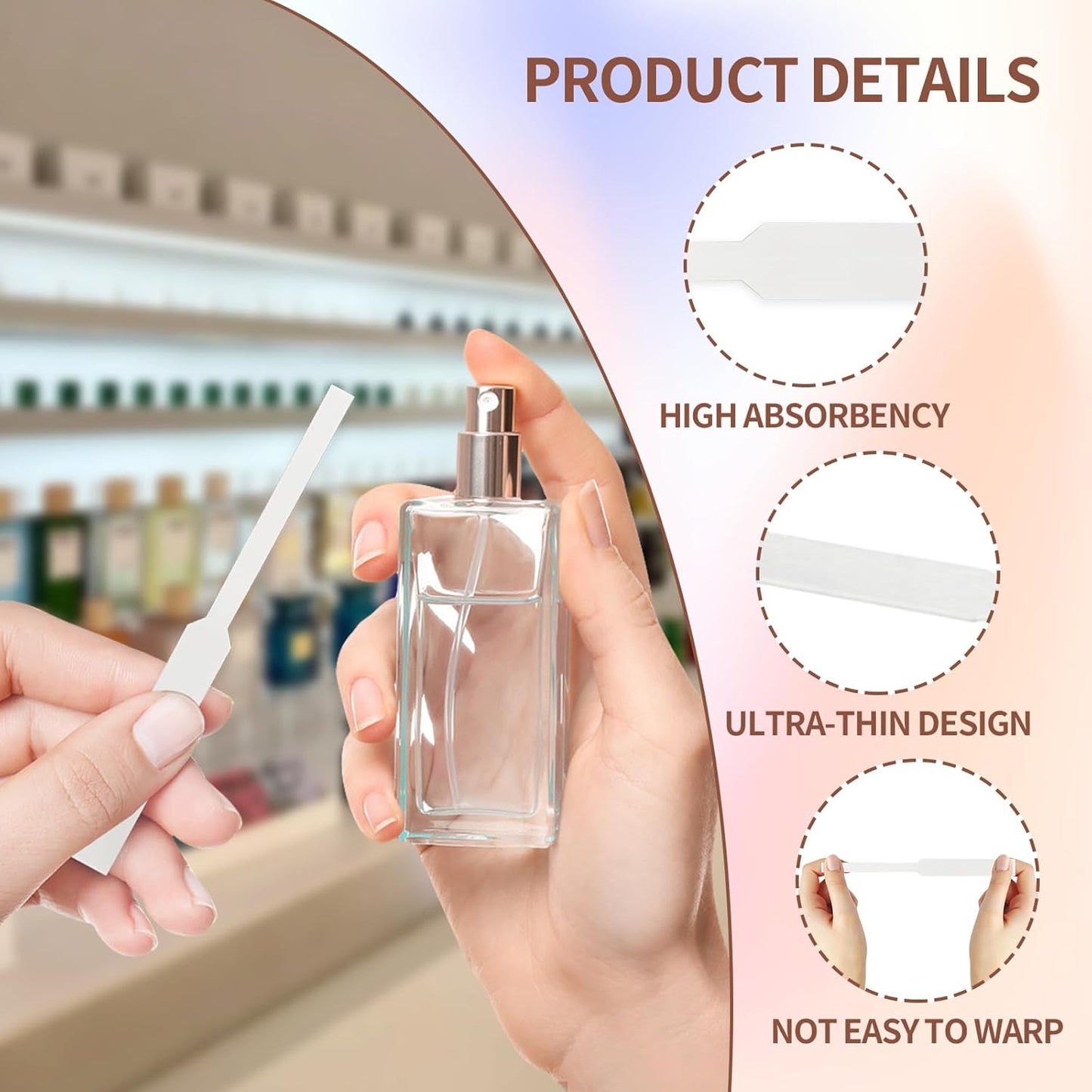 200PCS Perfume Tester Strips,Disposable White Perfume Paper Strips,Thick Disposable Fragrance Blotters for Perfume,Essential Oils Sampling,Aromatherapy Testing Scents